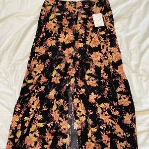 Free People Floral Button up Midi Skirt